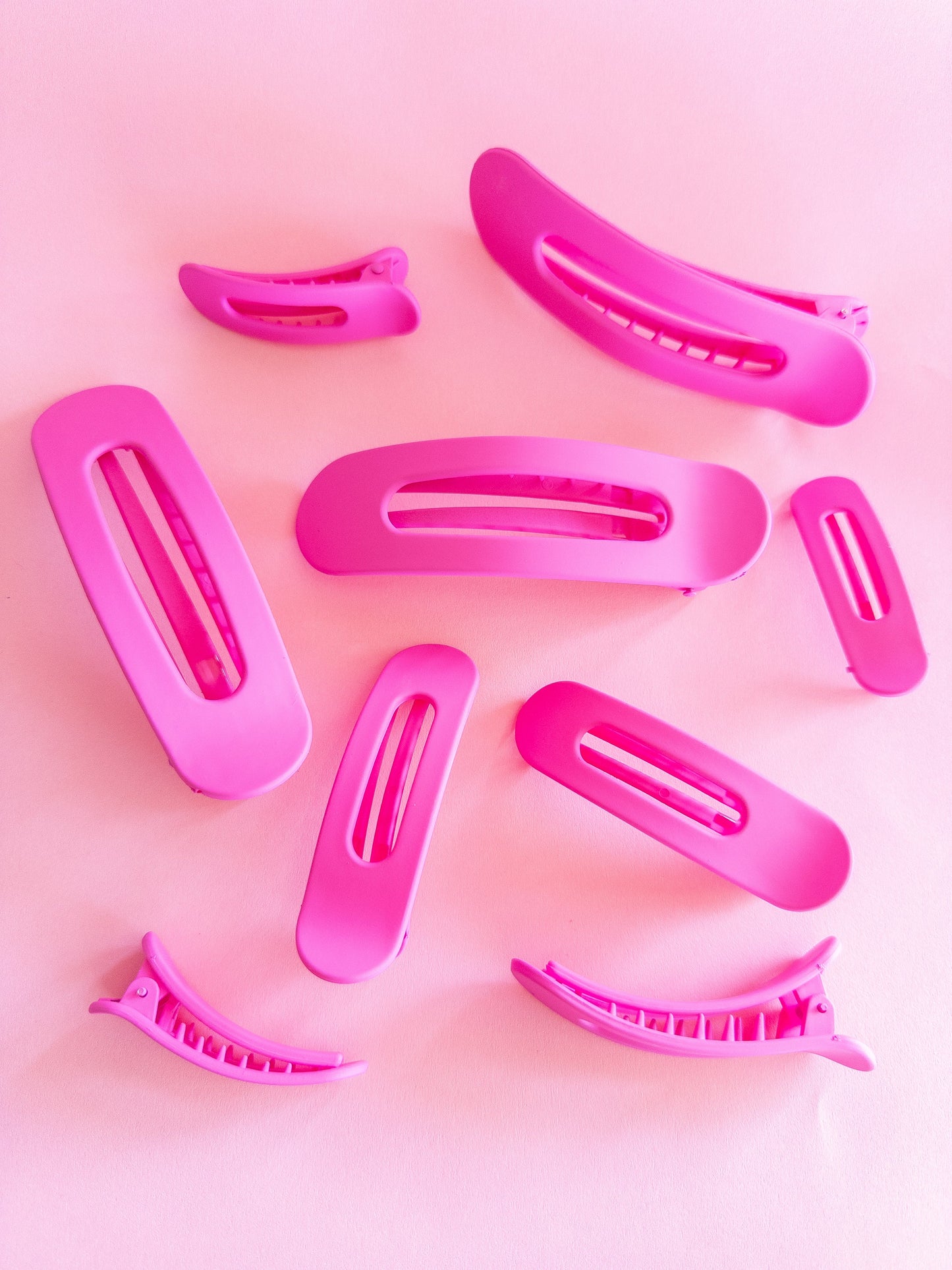 Neon Pink Flat Claw Clip Trio