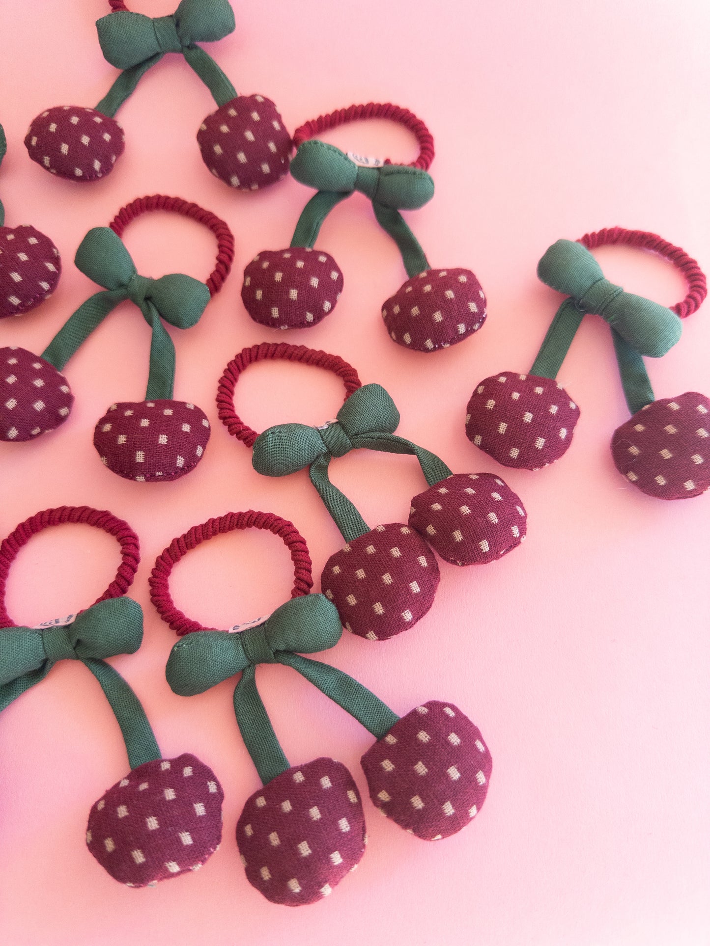 Fabric Cherry Hair Ties