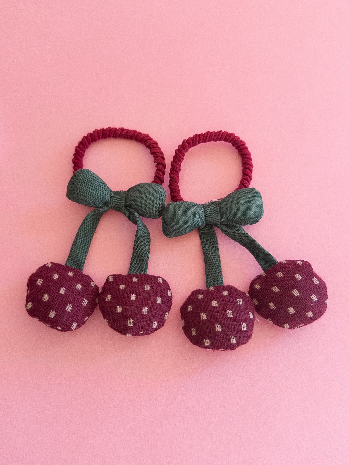 Fabric Cherry Hair Ties