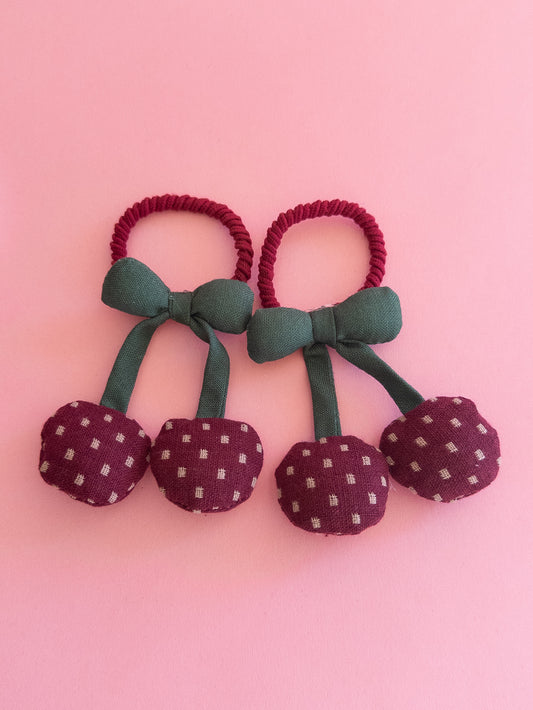 Fabric Cherry Hair Ties