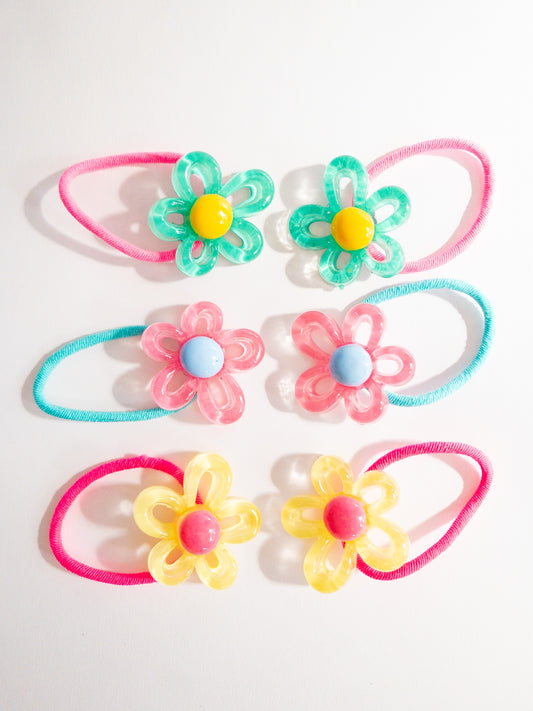 Outlined Candy Flower Hair Ties