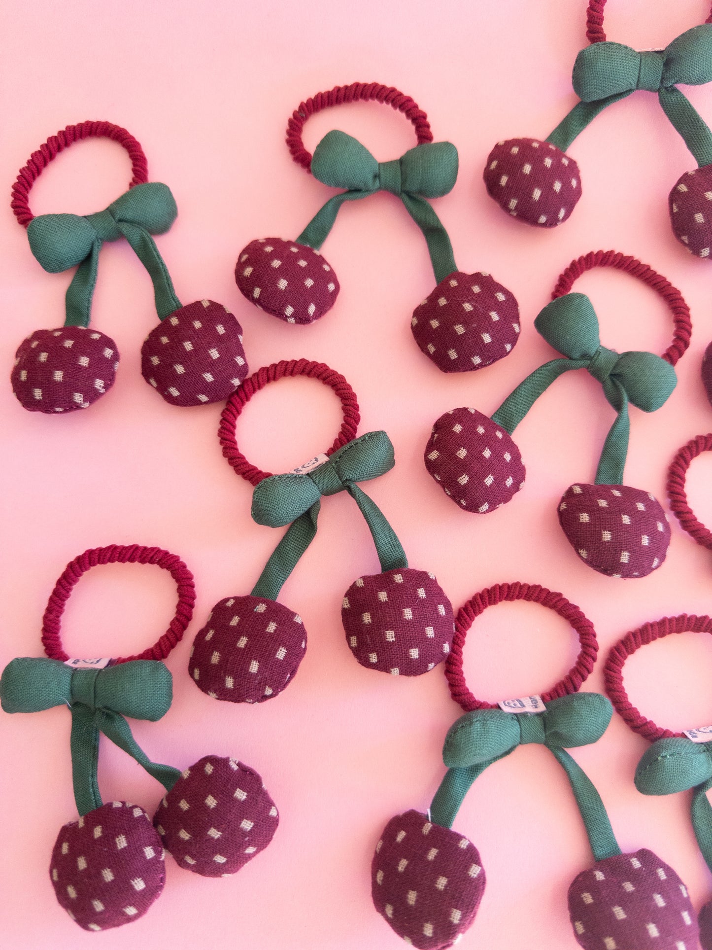 Fabric Cherry Hair Ties