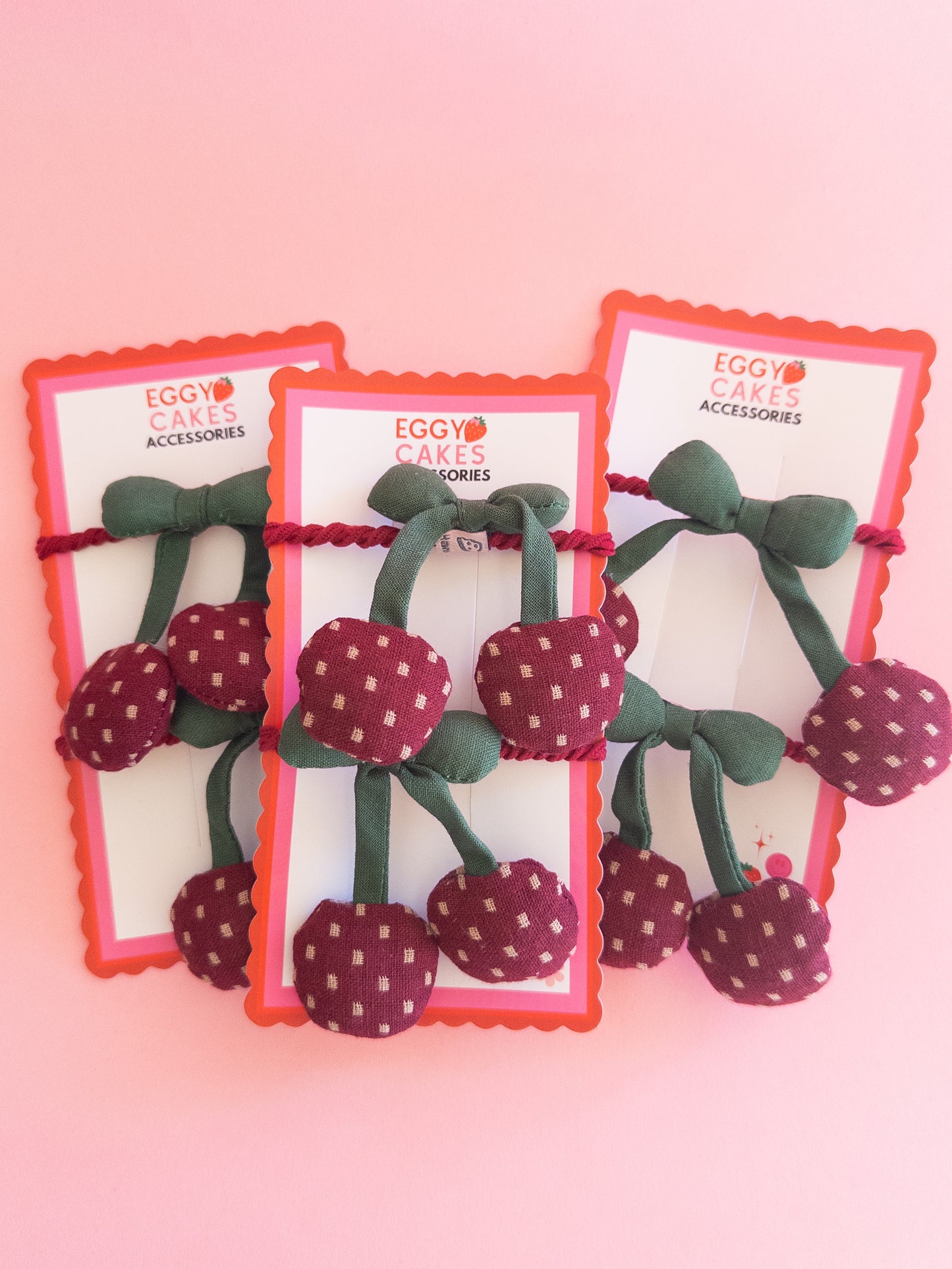 Fabric Cherry Hair Ties