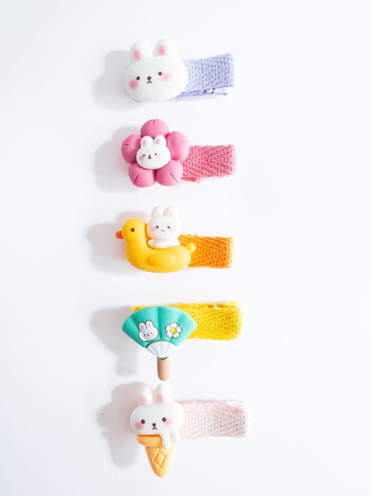Melty Ice Cream Bunny Hair Clips