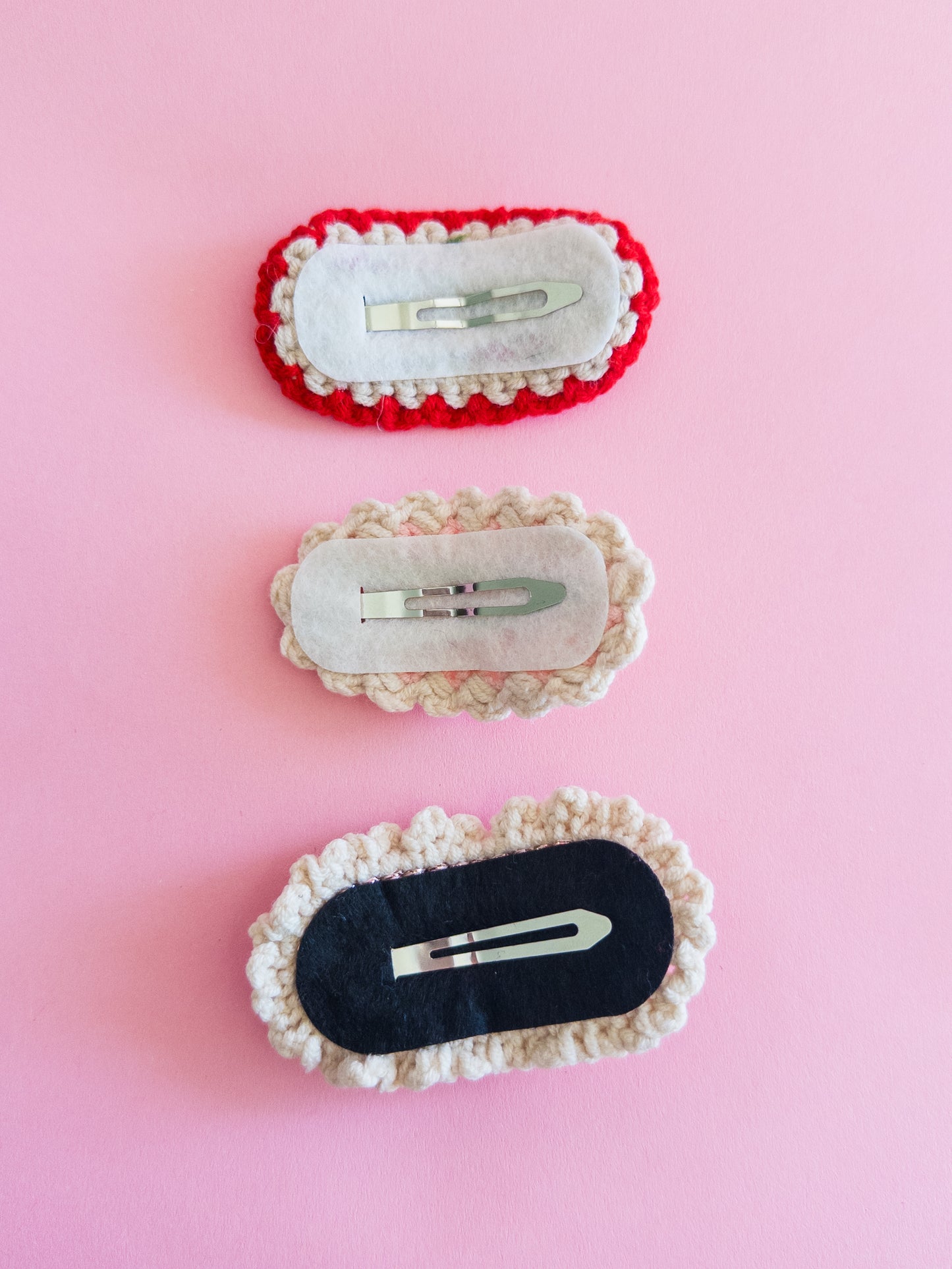 Crochet Peach Cherry Hair Clips