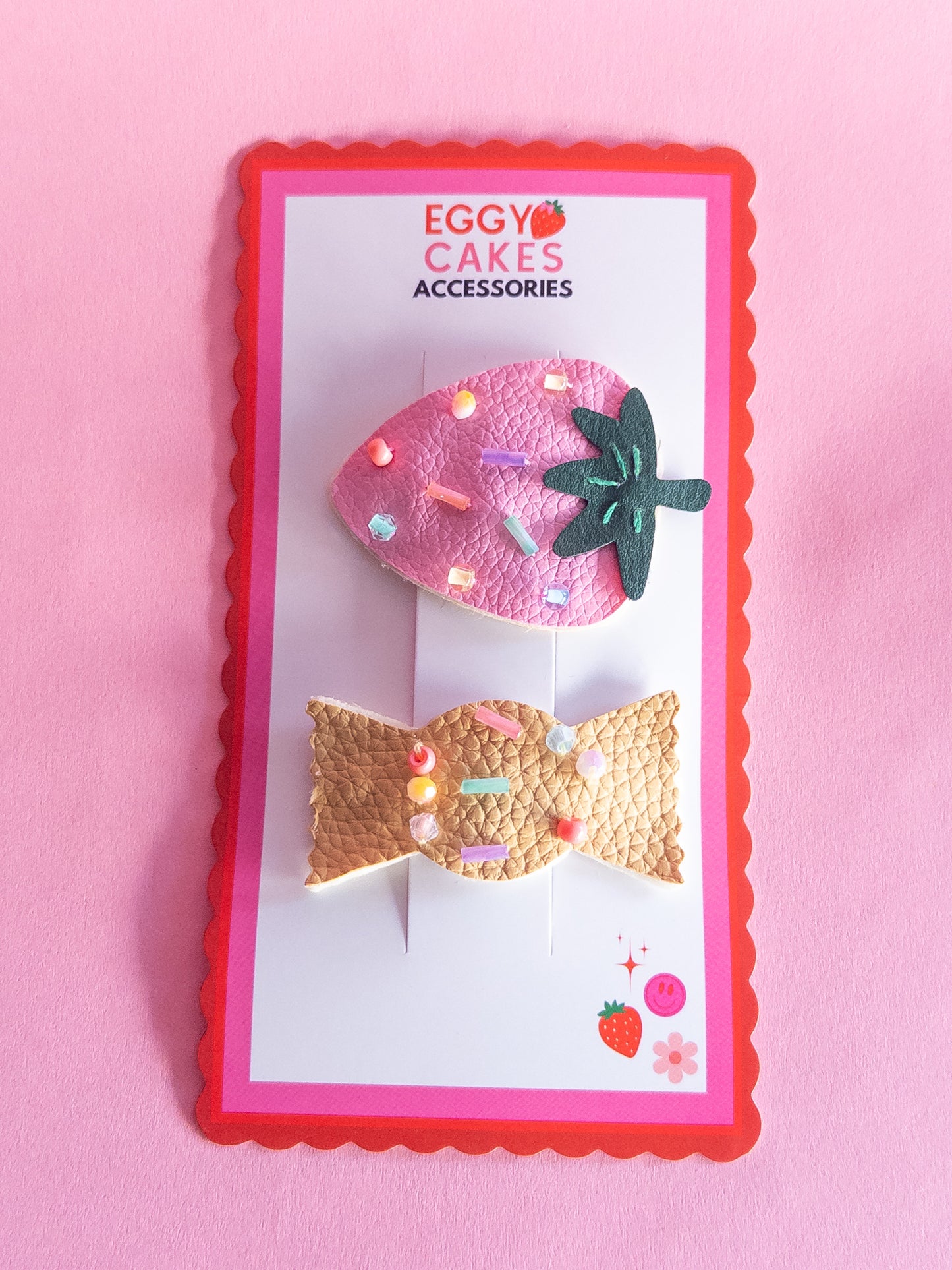 Candy Strawberry Faux Leather Hair Clips