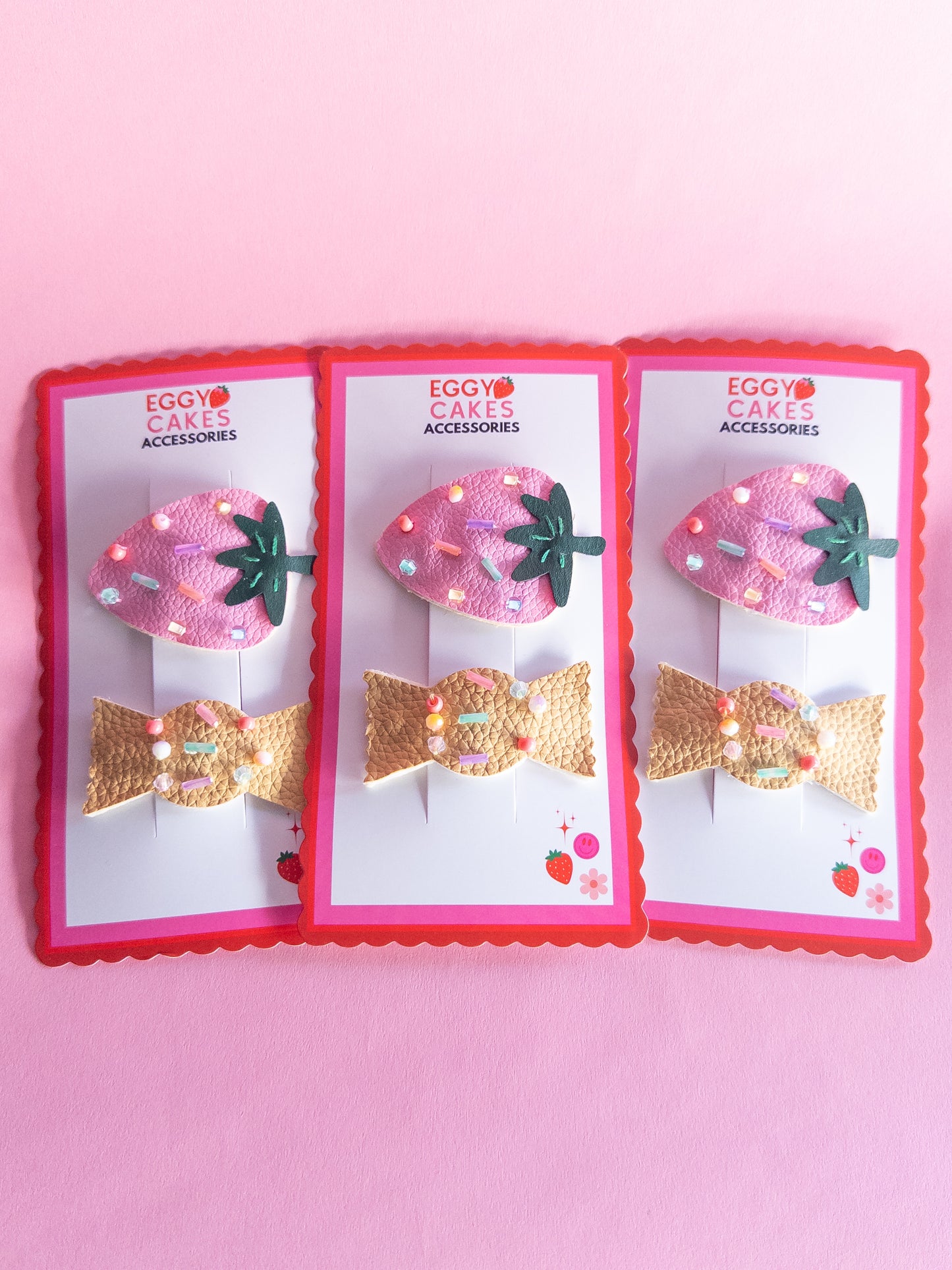 Candy Strawberry Faux Leather Hair Clips