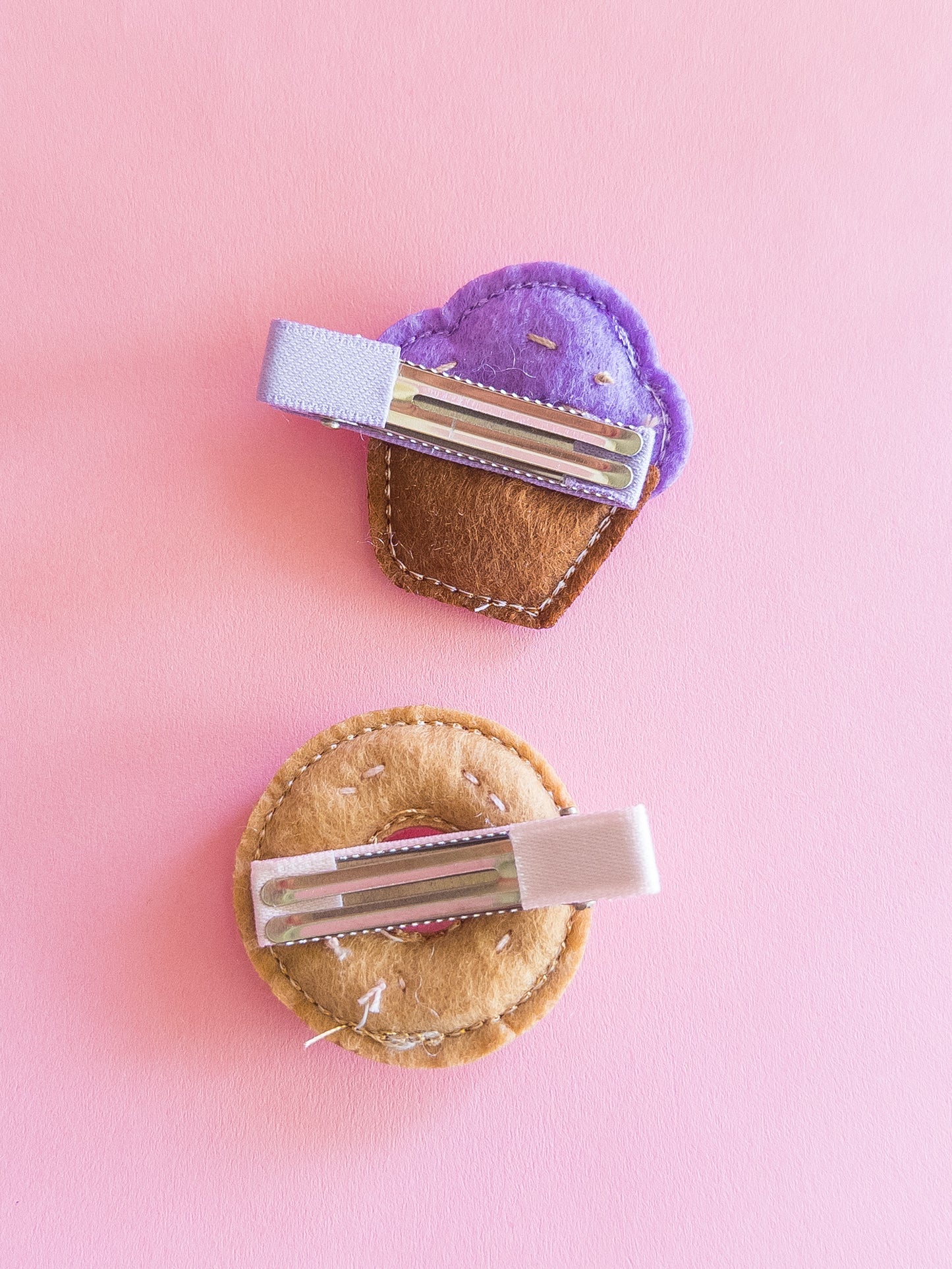 Donut Cupcake Felt Hair Clips