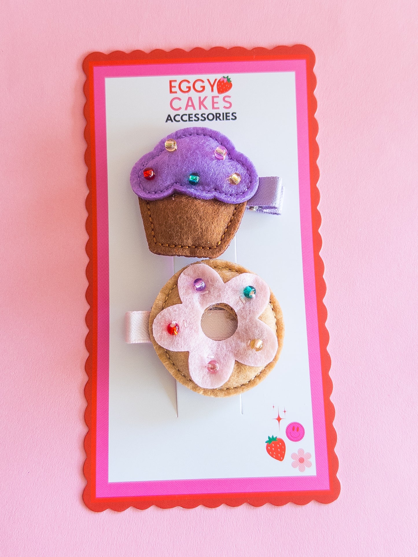 Donut Cupcake Felt Hair Clips