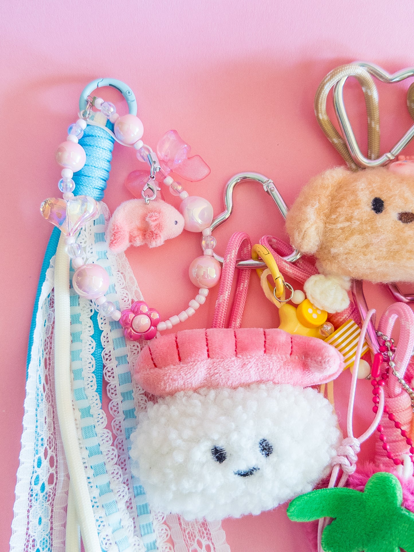 Fuzzy Pink Axolotl Backpack/Bag Charm
