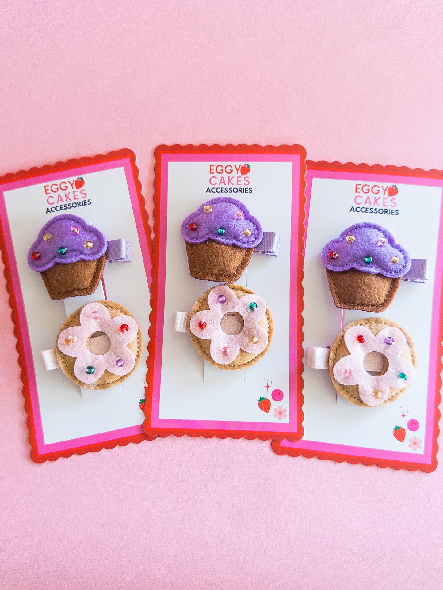 Donut Cupcake Felt Hair Clips
