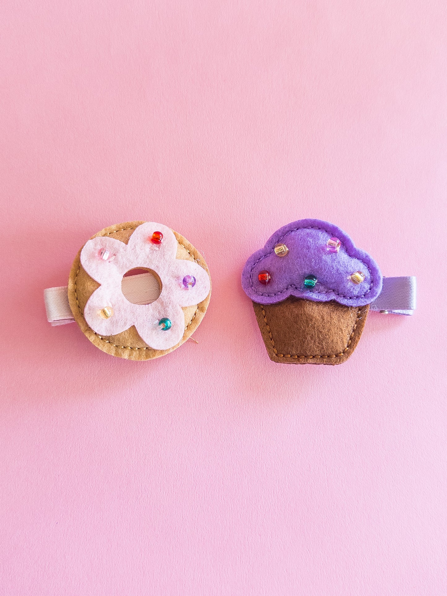 Donut Cupcake Felt Hair Clips