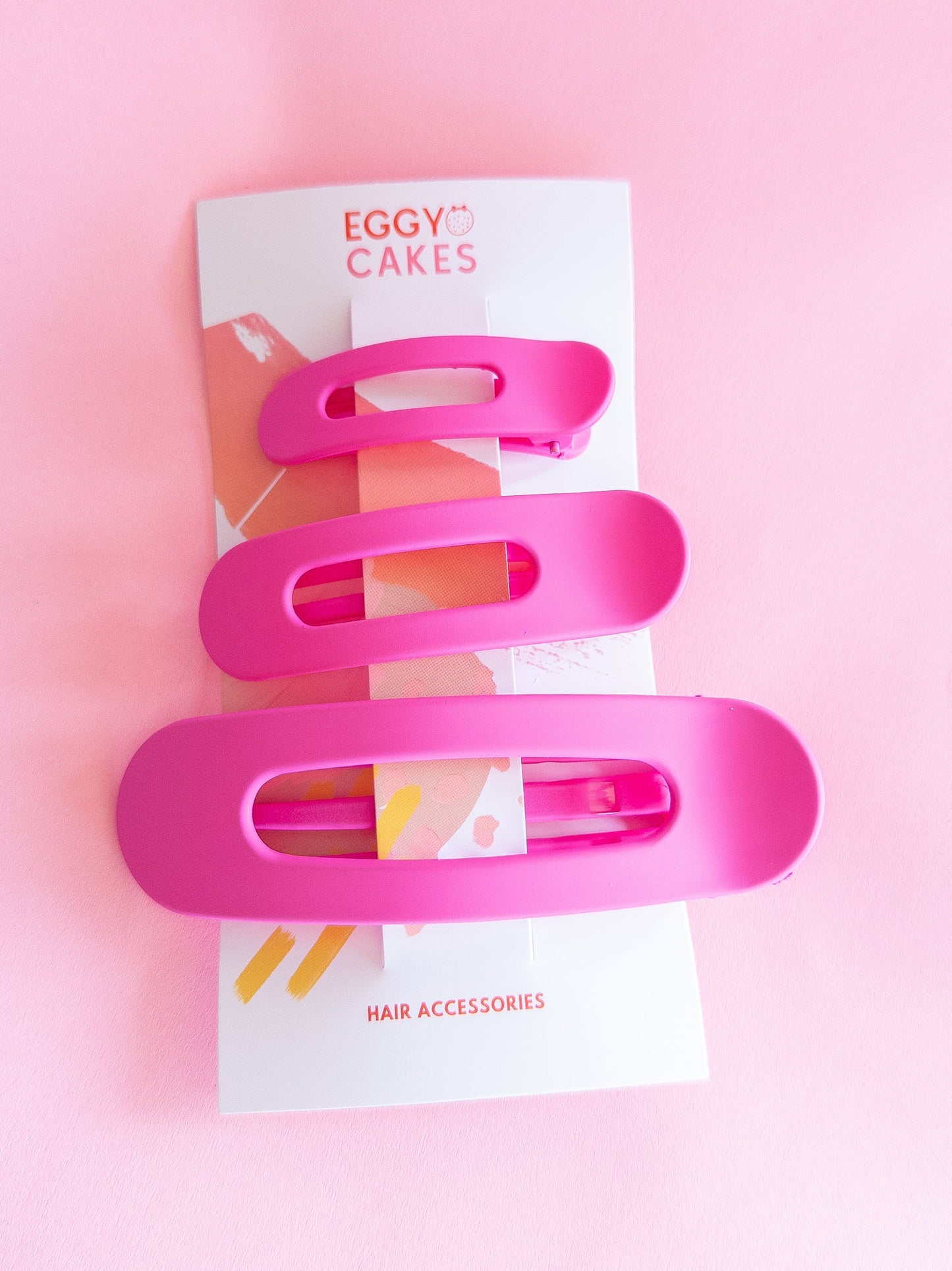 Neon Pink Flat Claw Clip Trio