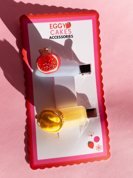 Durian and Pomegranate Hair Clip
