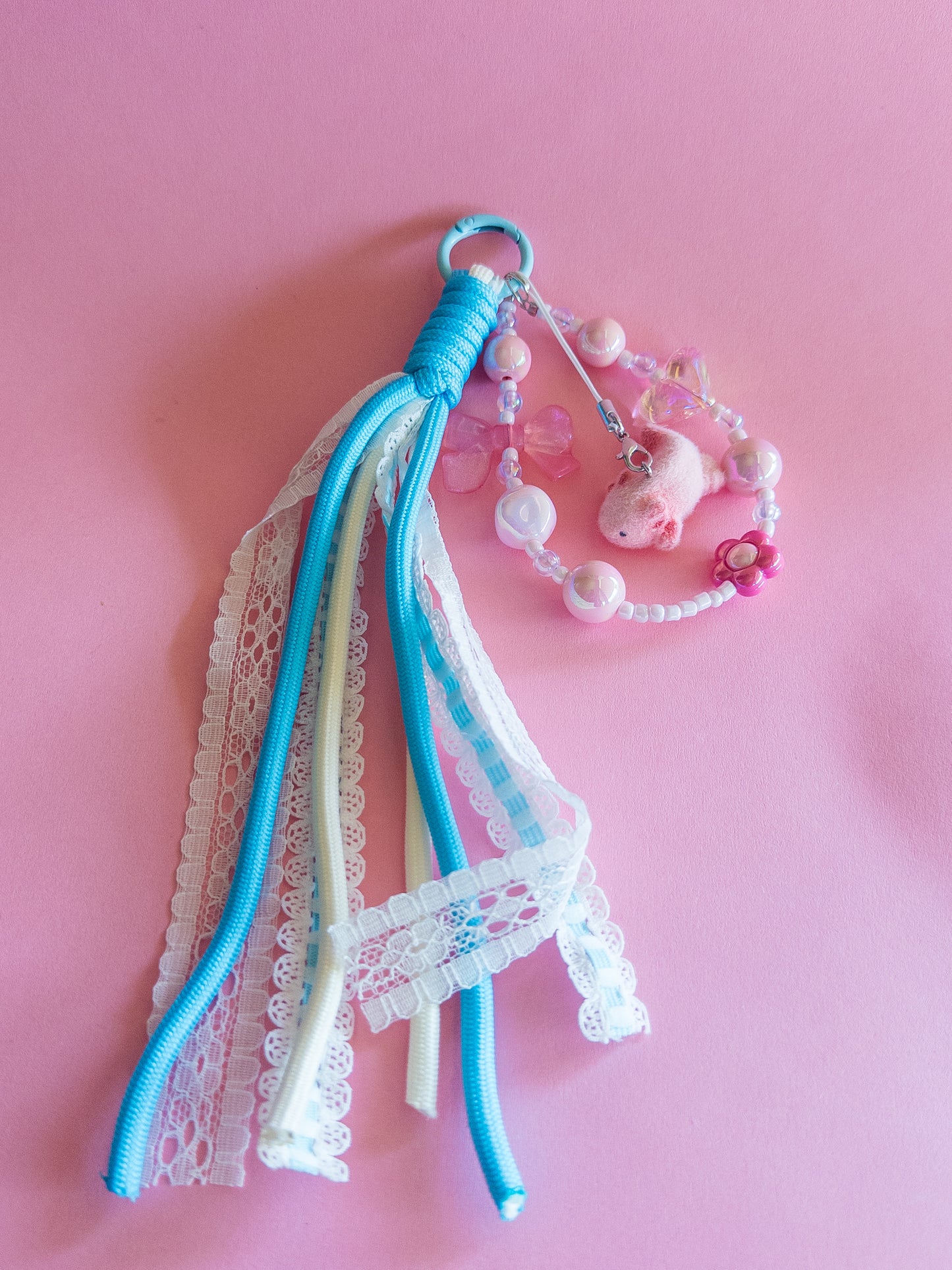 Fuzzy Pink Axolotl Backpack/Bag Charm