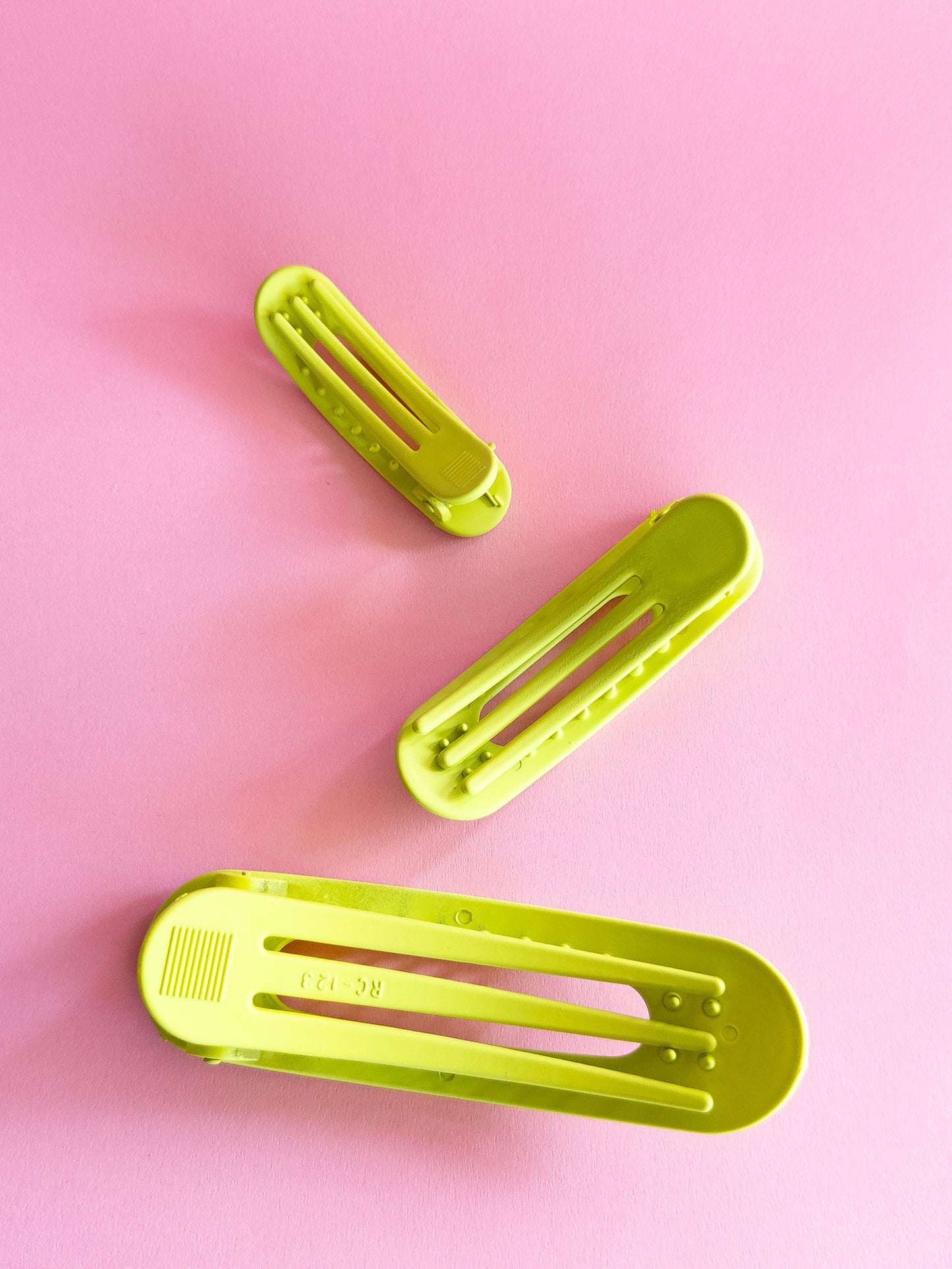 Neon Green Flat Claw Clip Trio