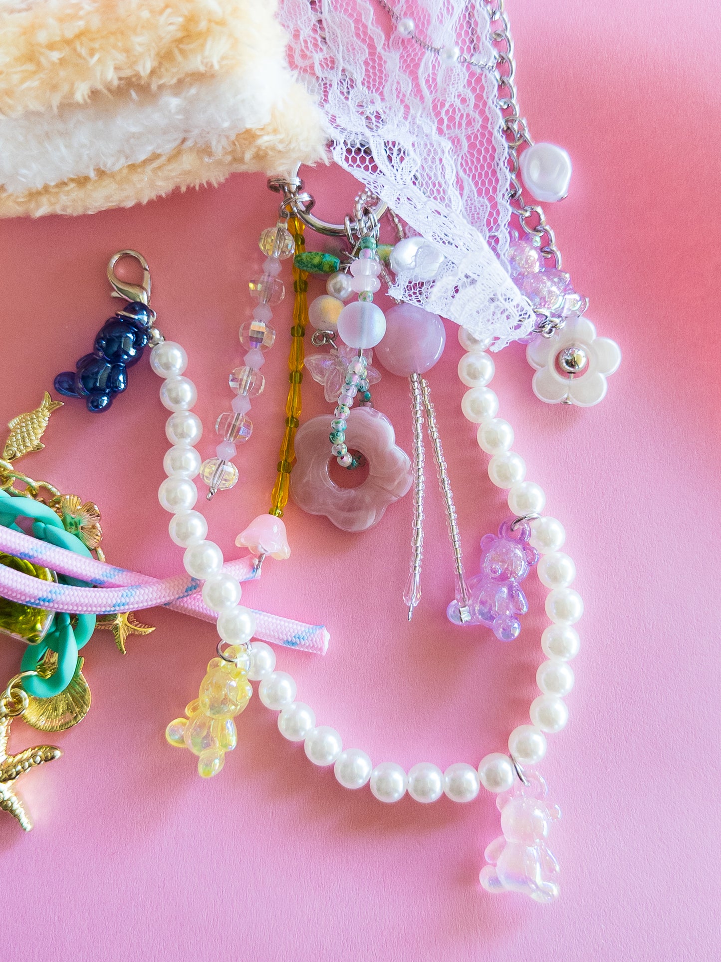 Iridescent Gummy Bear Pearl Bag Charm