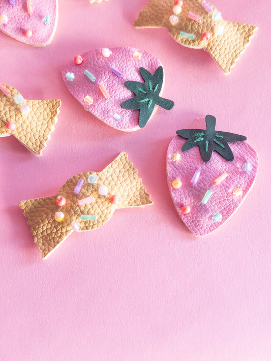 Candy Strawberry Faux Leather Hair Clips