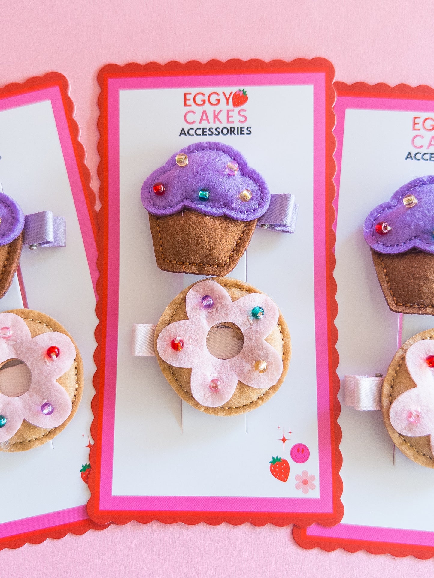Donut Cupcake Felt Hair Clips