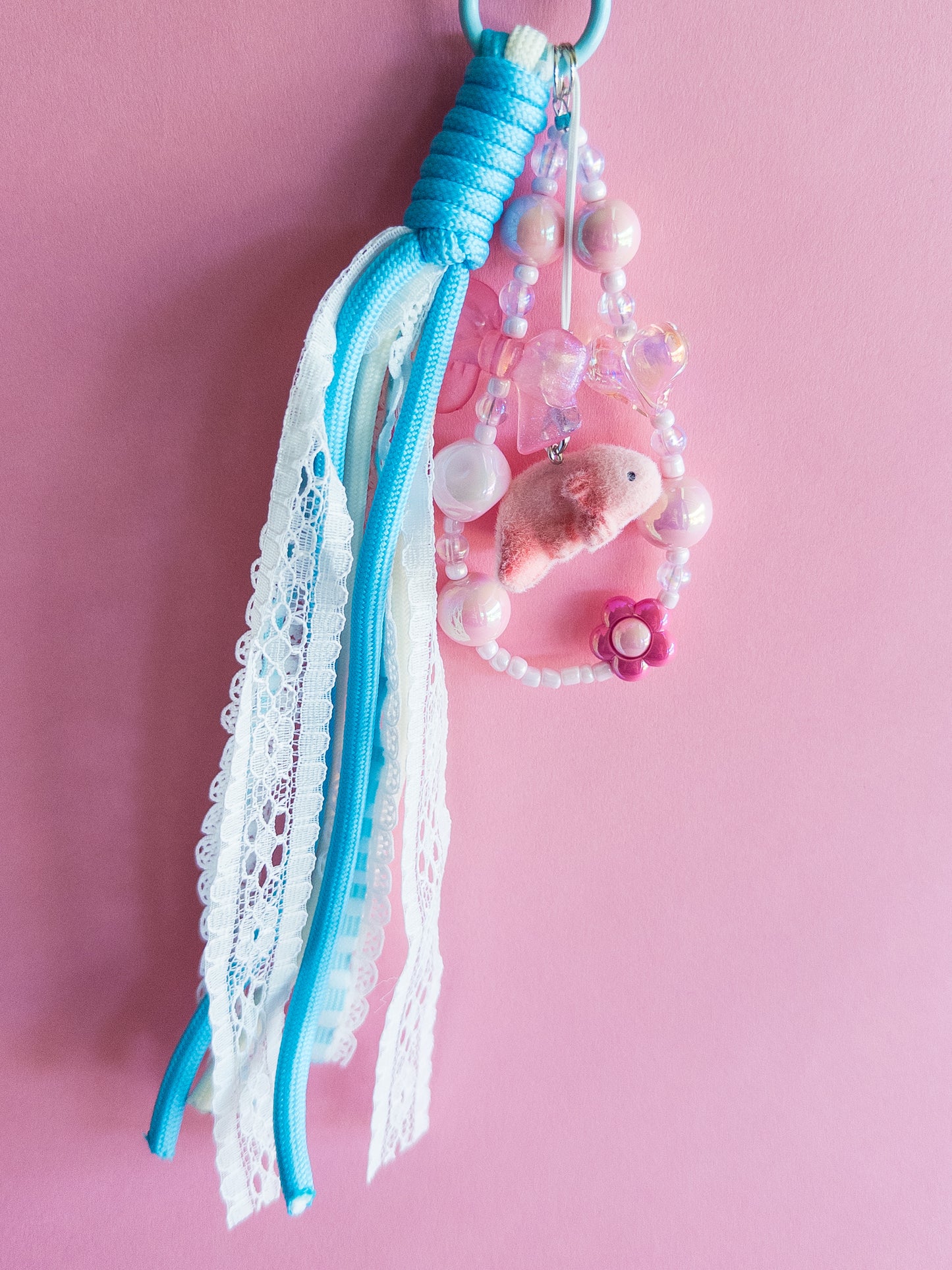 Fuzzy Pink Axolotl Backpack/Bag Charm