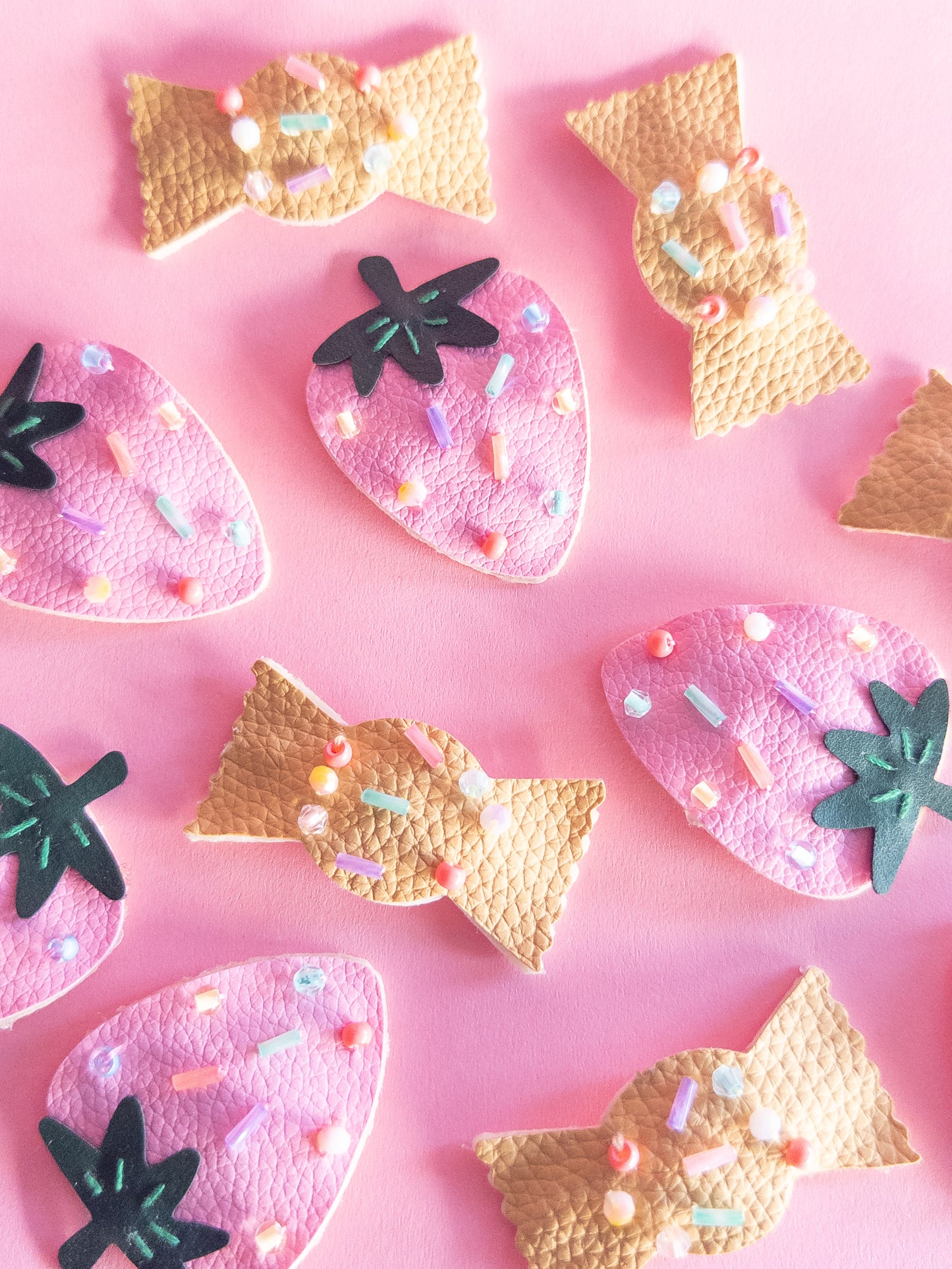 Candy Strawberry Faux Leather Hair Clips