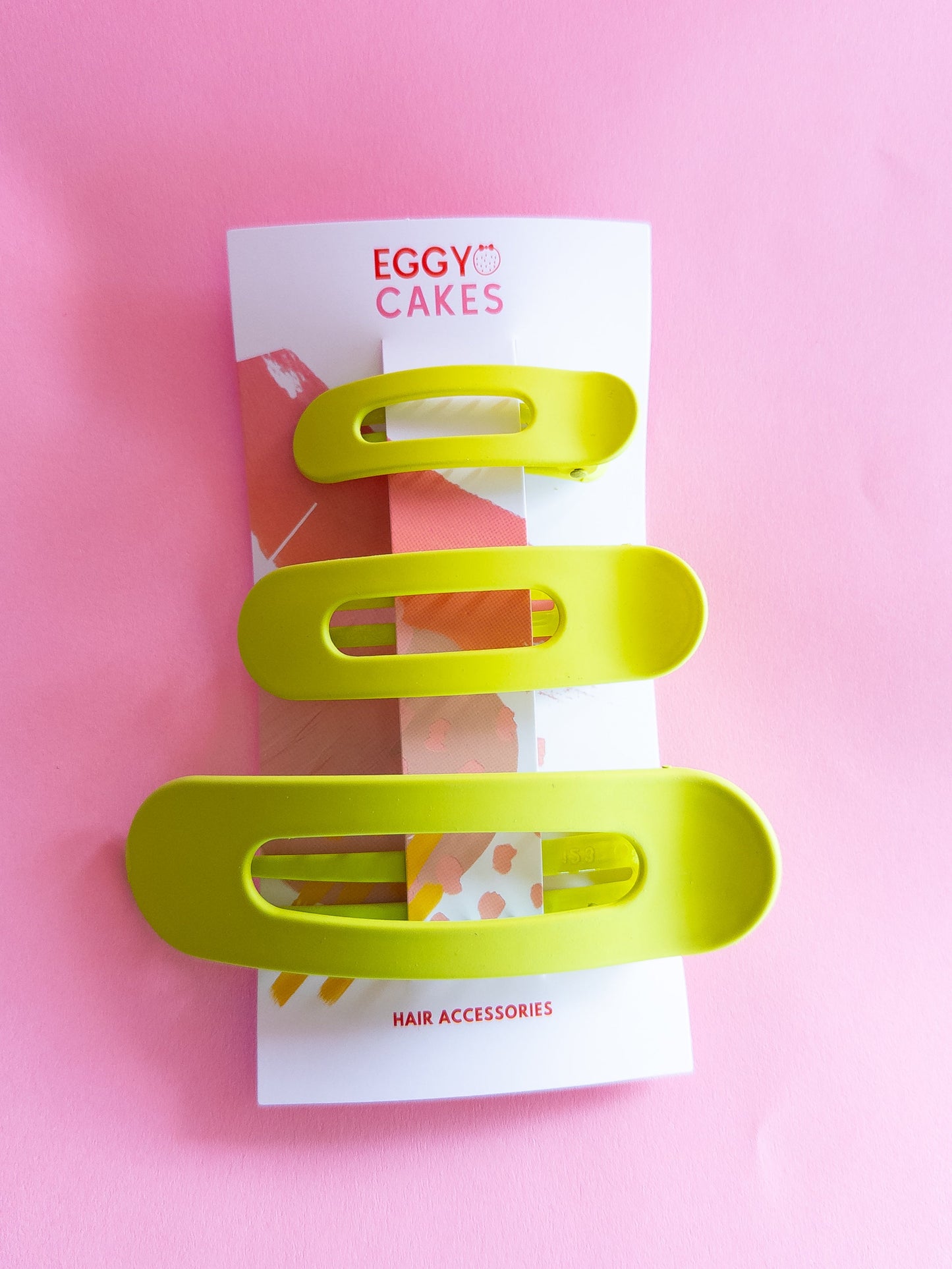 Neon Green Flat Claw Clip Trio