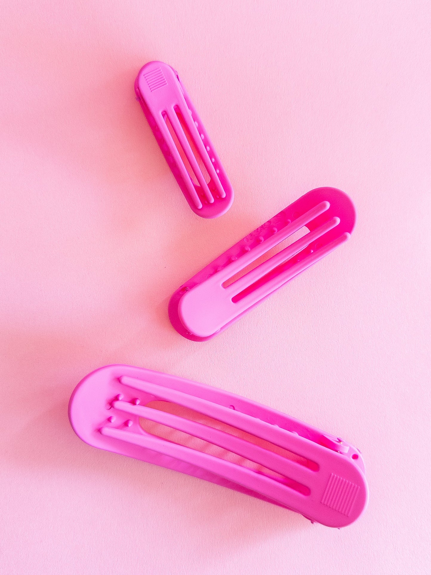 Neon Pink Flat Claw Clip Trio