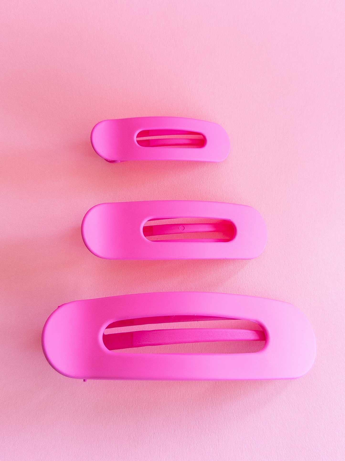 Neon Pink Flat Claw Clip Trio