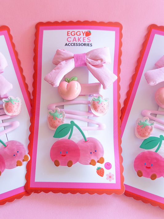 Twin Cherries Puffy Bow Set